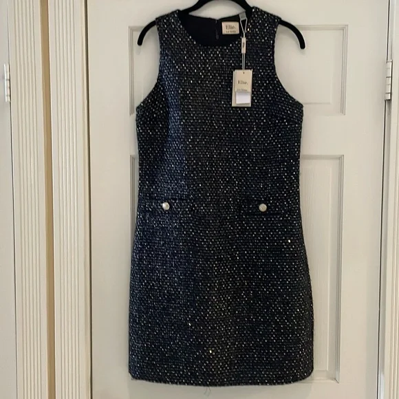 Elie Tahari Dresses | Nwt Elie. Elie Tahari Black & Gold Tweed Dress | Color: Black/Gold | Size: 6 | Auniquevintage's Closet